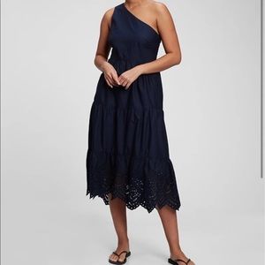 NWT Gap One Shoulder Midi Dress - Size 8 - Navy